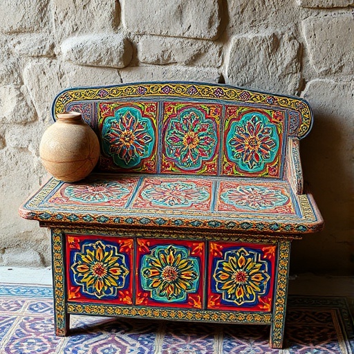 upcycled furniture with Arabic patterns