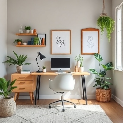 budget-friendly home office with personal decor