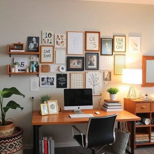 DIY decor project in a home office