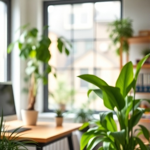 indoor plants in a home office