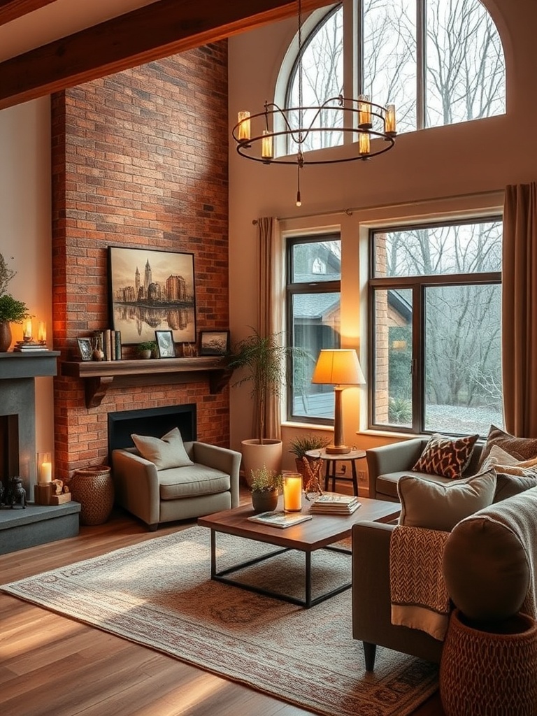 cozy living room with warm decor