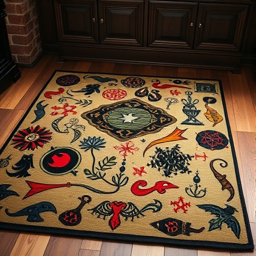 whimsical rug with gothic patterns