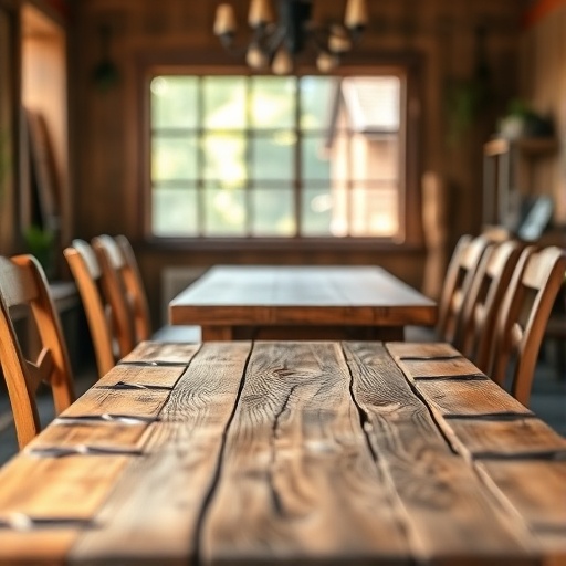 rustic wooden dining table