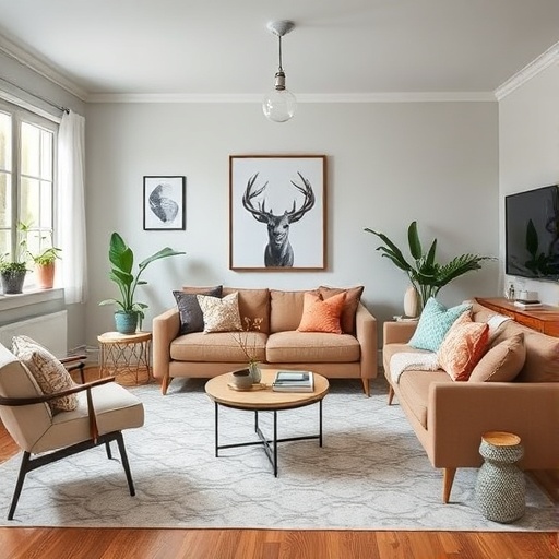 living space with affordable furniture