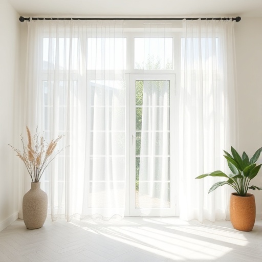 room with natural light and sheer curtains