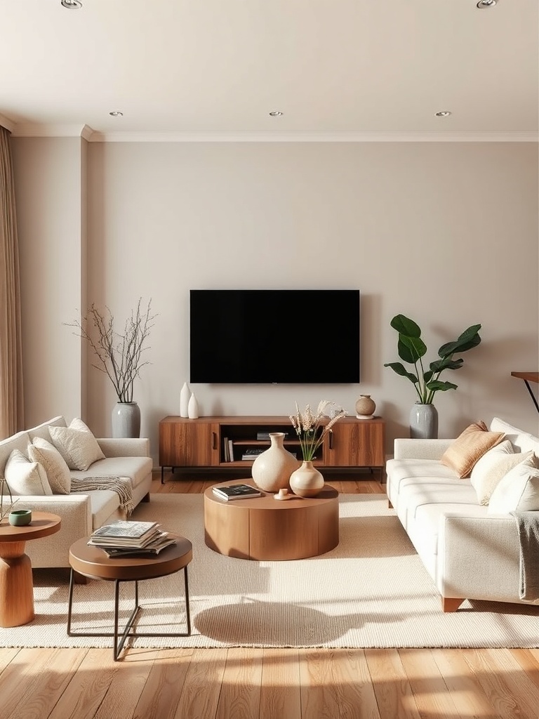 living room with neutral earthy colors