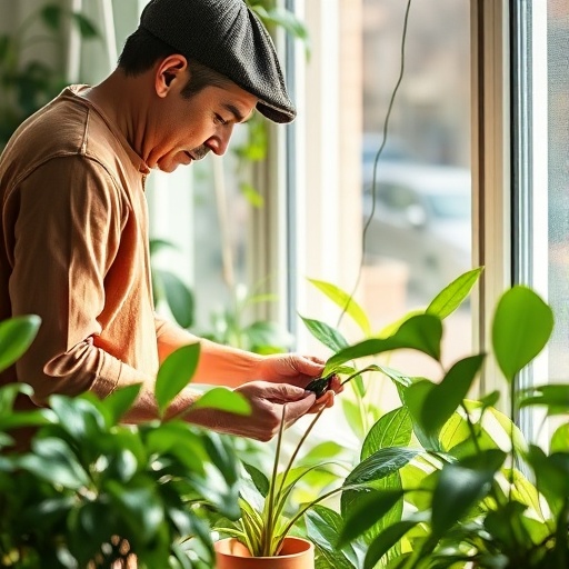 person caring for indoor plants