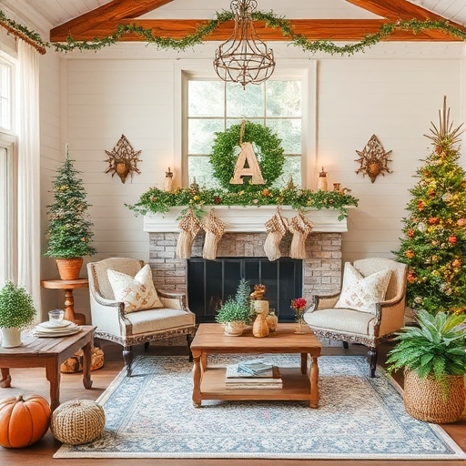 space with seasonal decorations