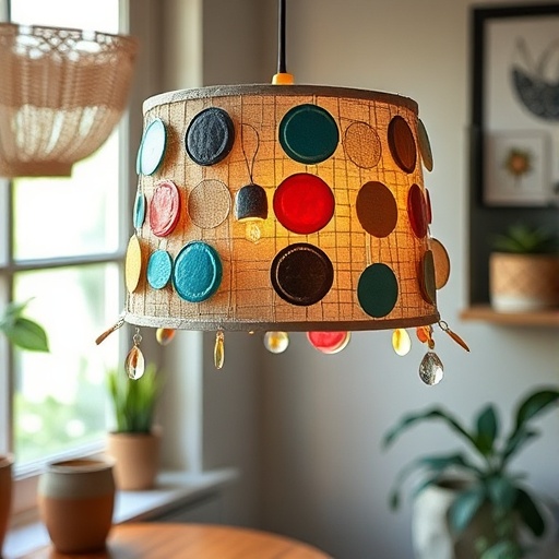 upcycled lampshade in a cozy room