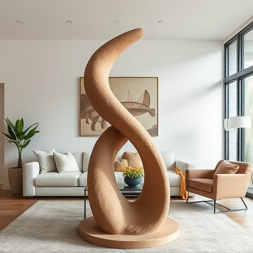 clay sculpture in living room