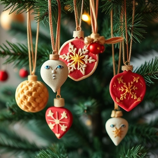 clay ornaments on holiday tree