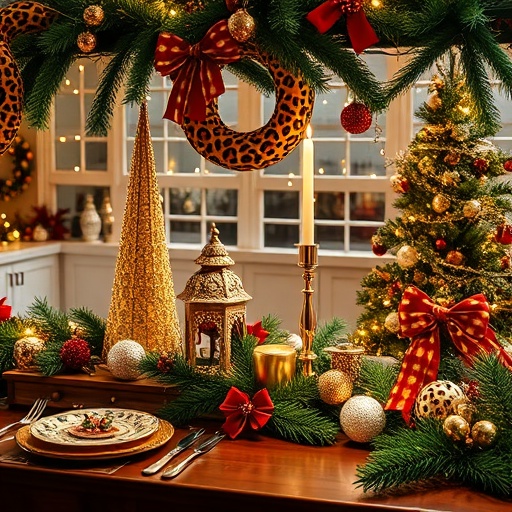 holiday decor with leopard print accents