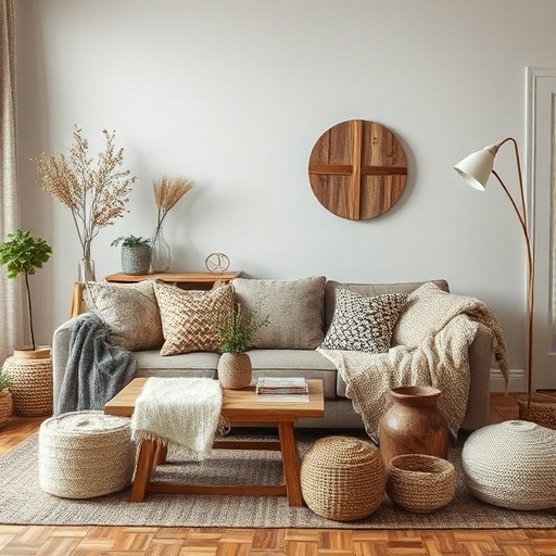 cozy seating area with layered textiles