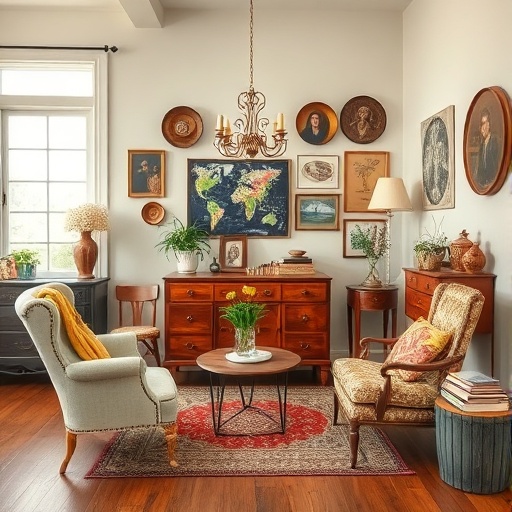room with repurposed vintage furniture