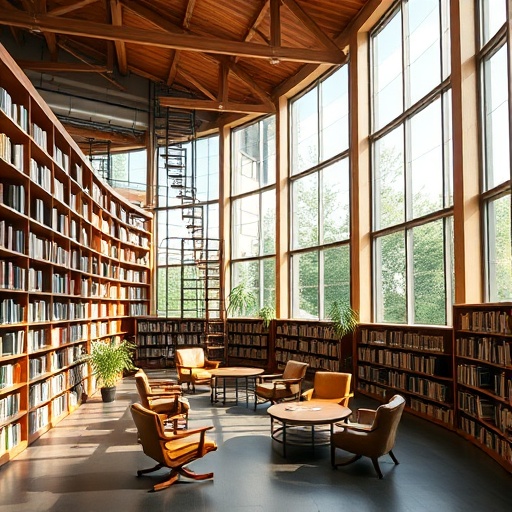 library with large windows and natural light