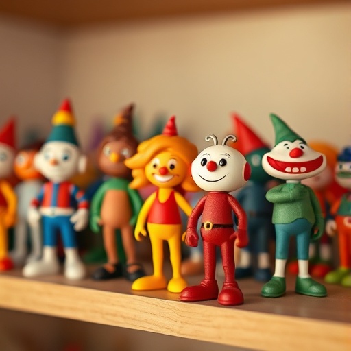 colorful fun figurines on a shelf