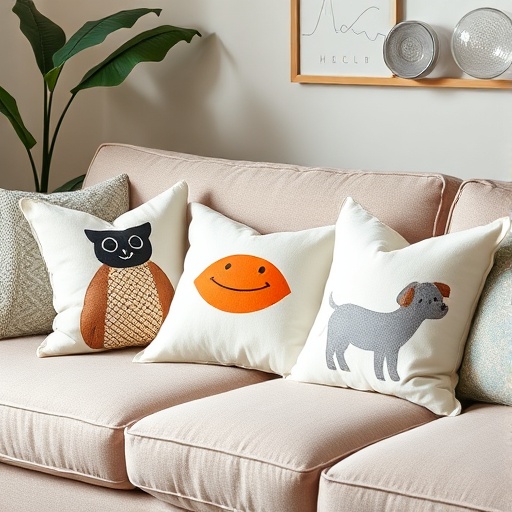 sofa with playful throw pillows