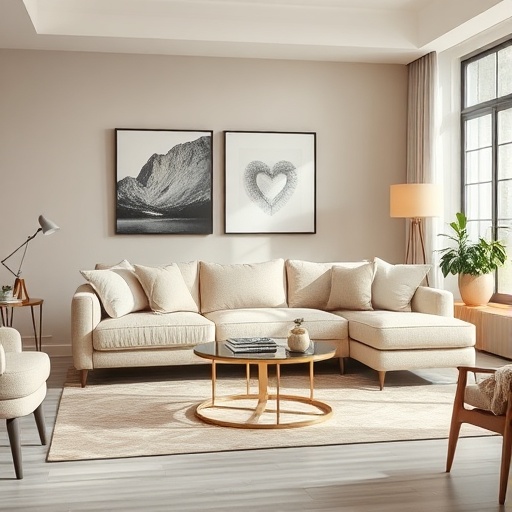 beige upholstered sofa