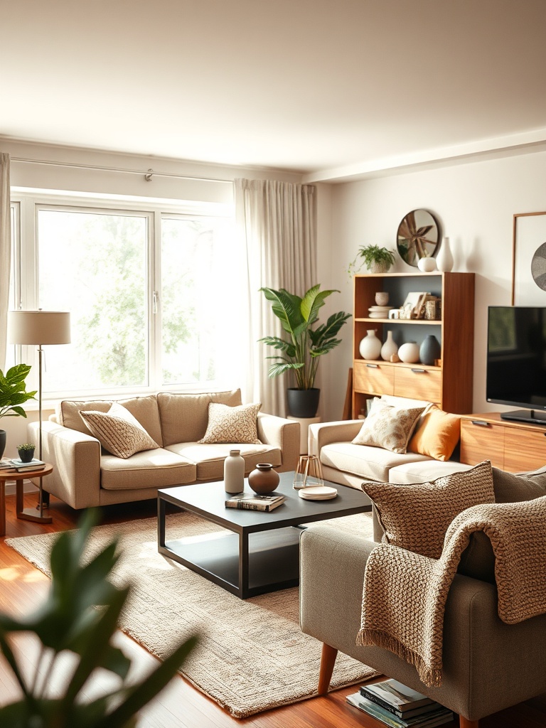 cozy living room with soft lighting