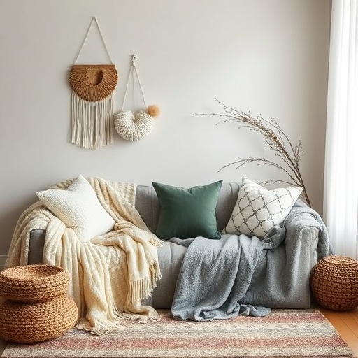 layered textiles in living room