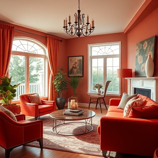 living room with warm color palettes