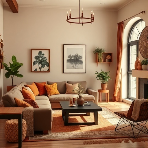 living space with earthy tones