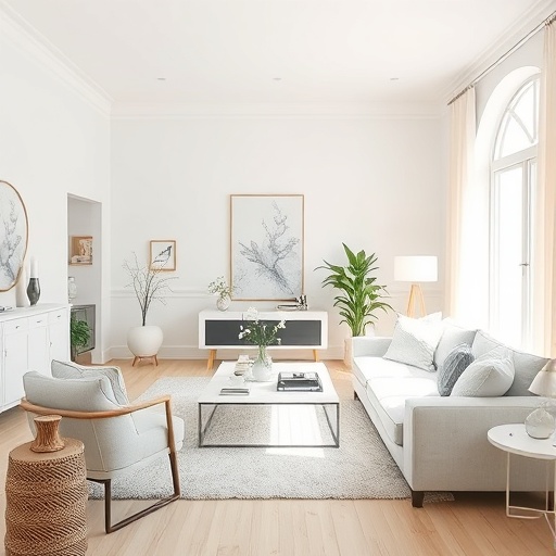 bright living room with neutral colors