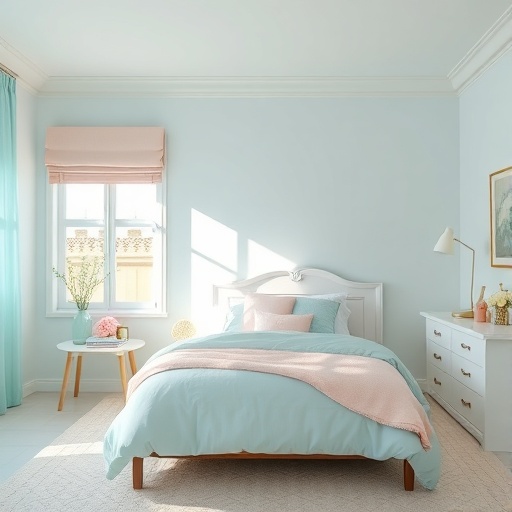 bedroom with pastel colors