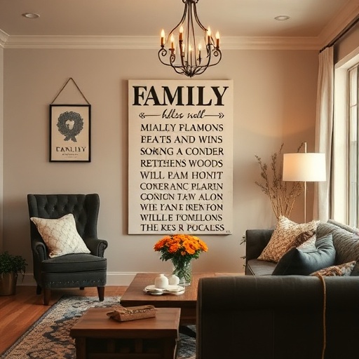family rules sign in living room