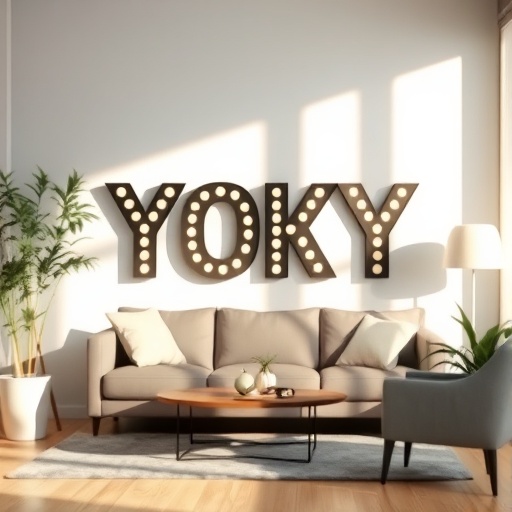 modern typography sign in living room
