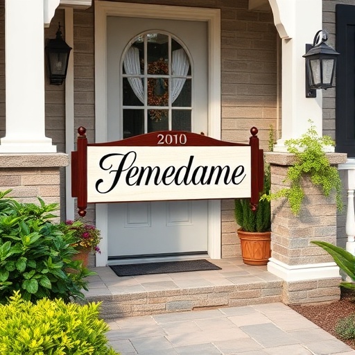 personalized name sign at entrance