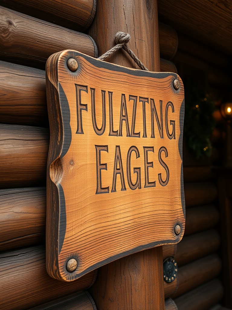 rustic wooden sign in a cabin