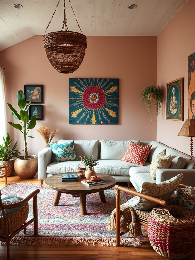 cozy living room with eclectic decor