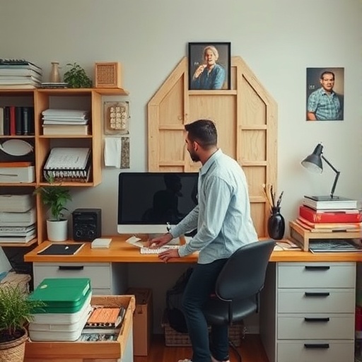 decluttering a home office workspace