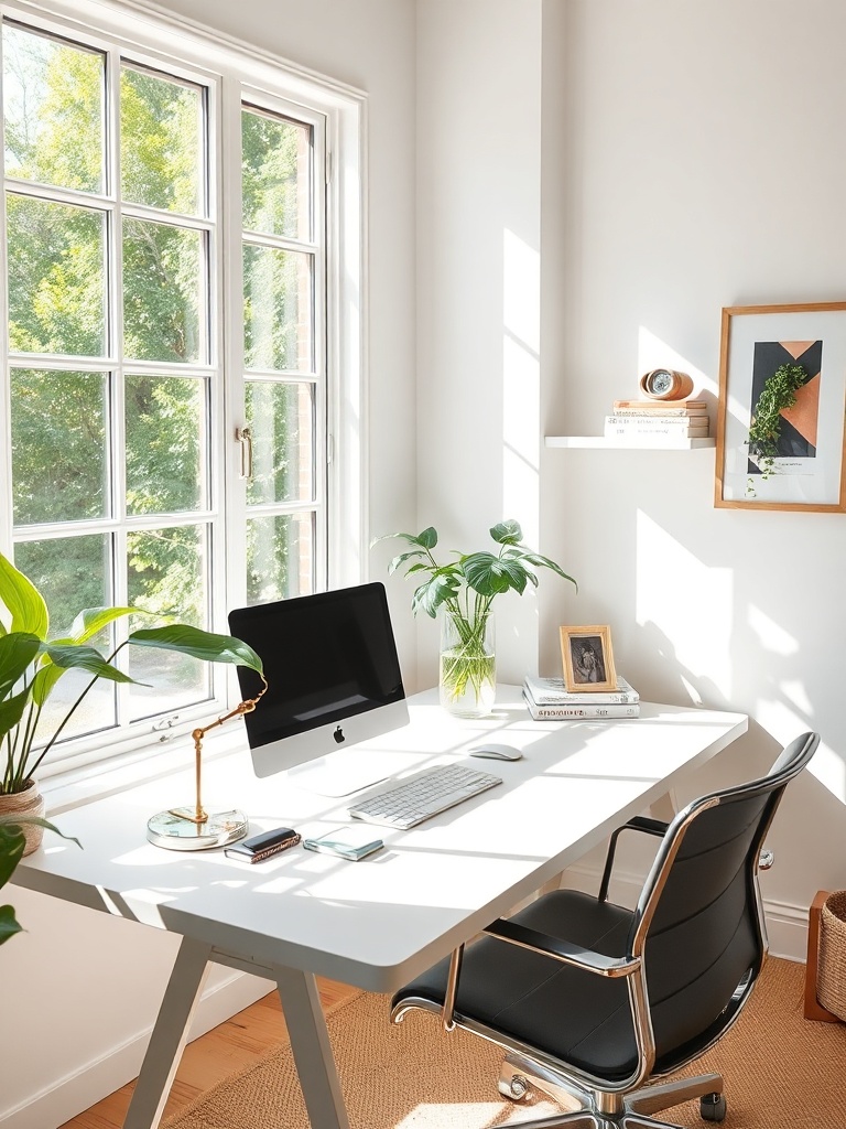 home office with natural light and a desk