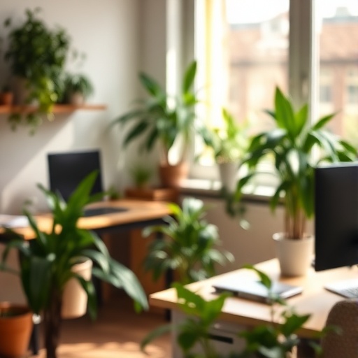 indoor plants in a home office