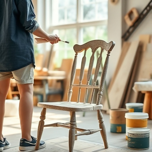person upcycling old furniture