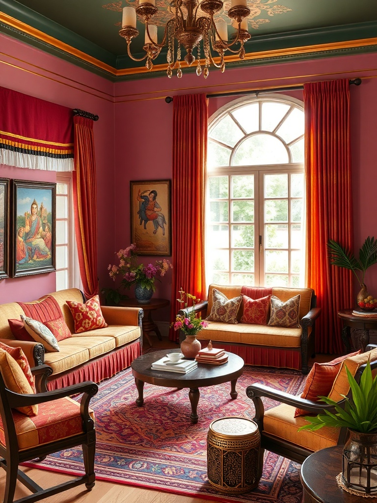 living room featuring Indian decor