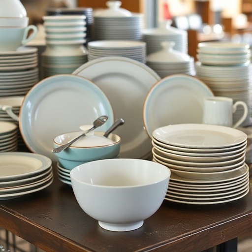 Mismatched dishware found in a thrift store