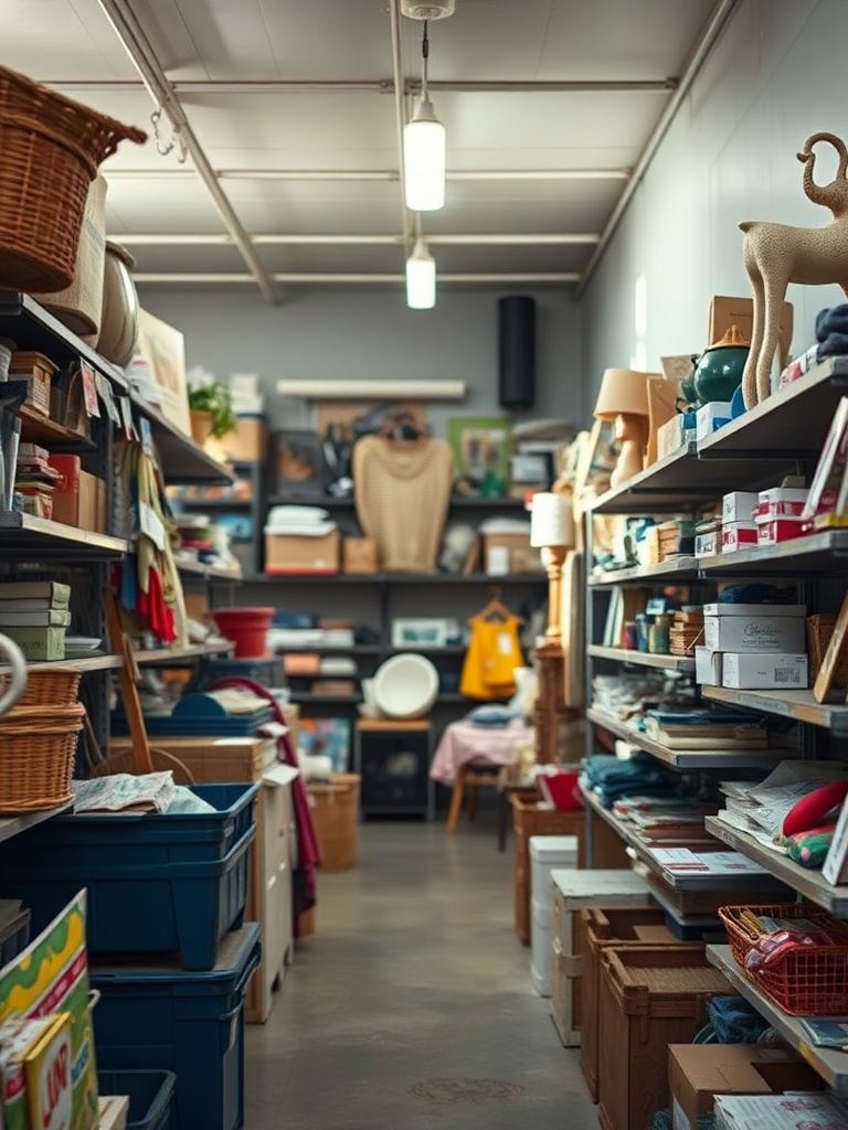 Interior of a thrift store with second-hand goods