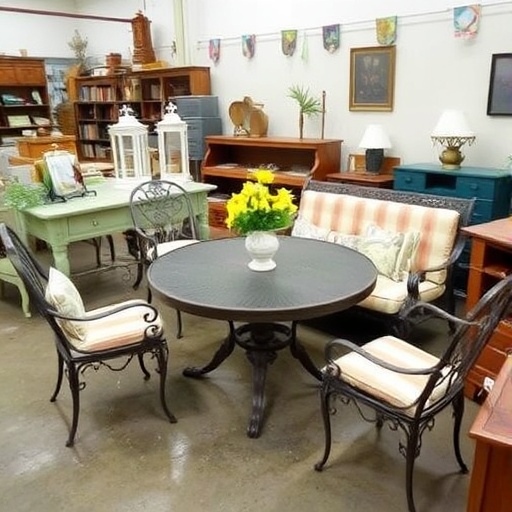 Outdoor furniture found in a thrift store