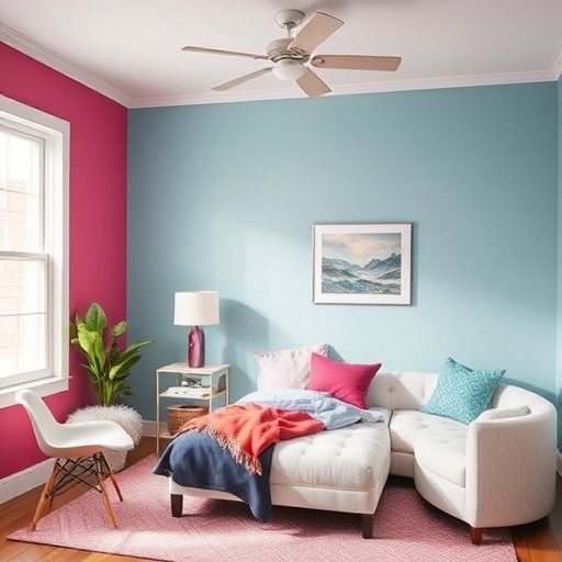 vibrant accent walls in a freshly painted room
