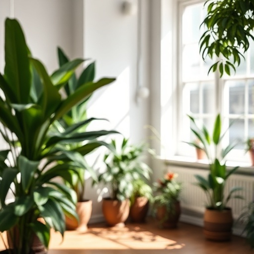 stylish room with indoor plants