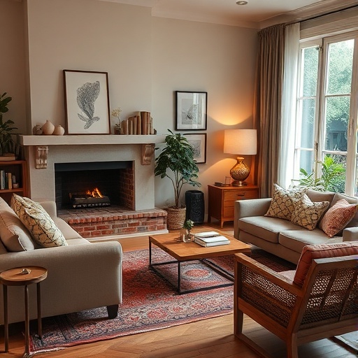 person rearranging furniture in a living room