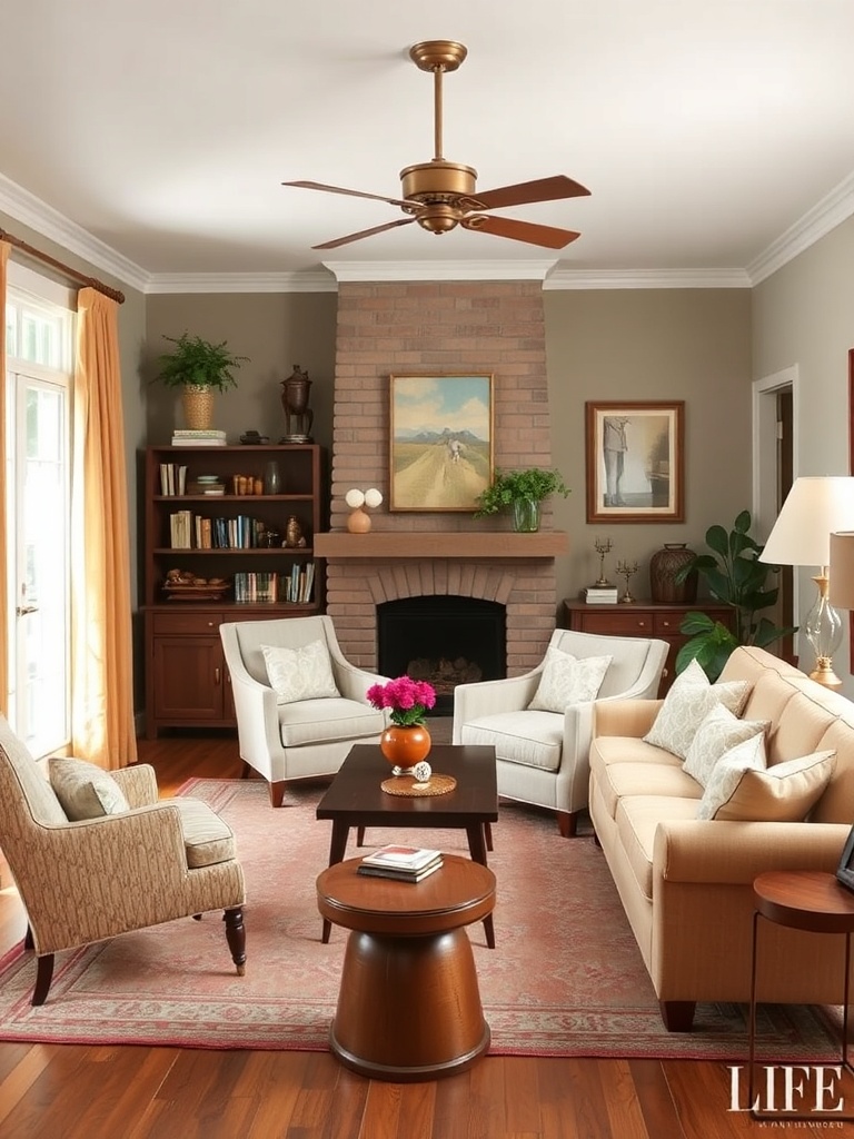 1940s styled living room with vintage furniture