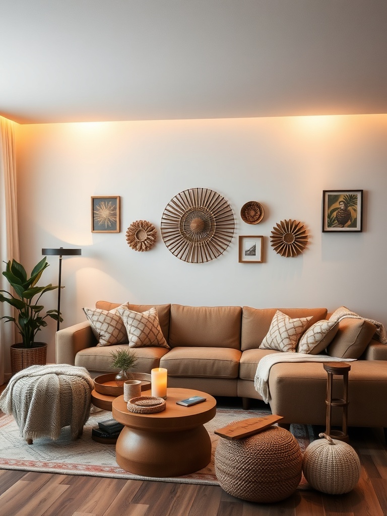 cozy living room with wall decor