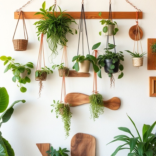 natural wall decor with plants