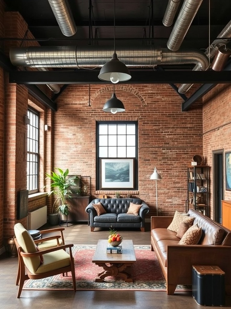 industrial style loft with exposed brick