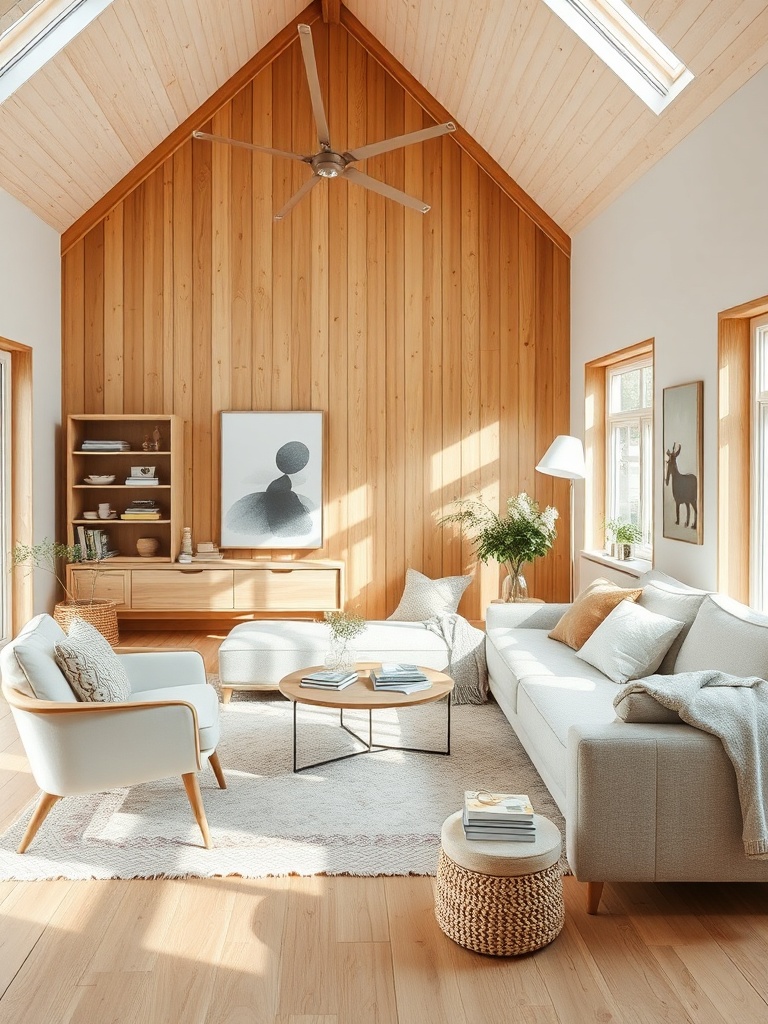 Scandinavian design living room with natural elements