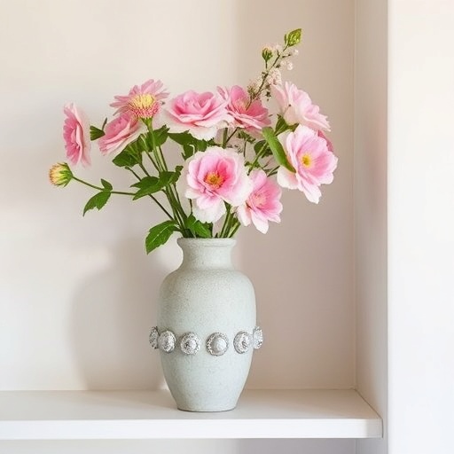 concrete vase with flowers